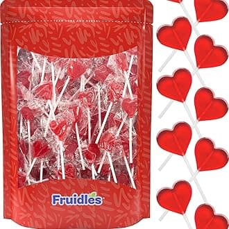 Fruidles Lollipops Mini Heart Shaped Flavored Delicious Lollipop, Individually Wrapped, 5g Lollipop (120 Lollipops, Strawberry)