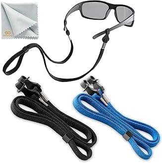 SIGONNA Eye Glasses String Holder Strap - Eyeglass Straps Cords for Men Women - Eyeglass Holders Around Neck - Sunglasses String Chain Lanyard Retainer - 2 Pcs (Black Blue)