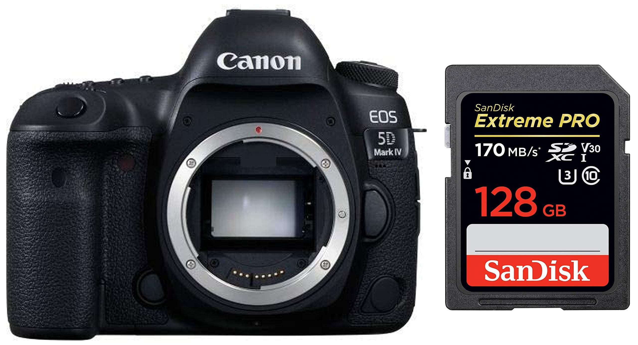 Canon EOS 5D Mark IV 30.4MP Digital SLR Camera (Black) with Body Only + SanDisk 128GB Extreme Pro SDXC UHS-I Card - C10, U3, V30, 4K UHD, SD Card