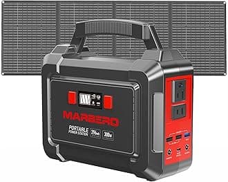 MARBERO Solar Generator 296Wh Portable Power Station with Solar Panel 60W Included Solar Power Bank with AC Outlets 300W Pure Sine Wave with Foldable Solar Panel Set for Camping Home Outdoor Emergency