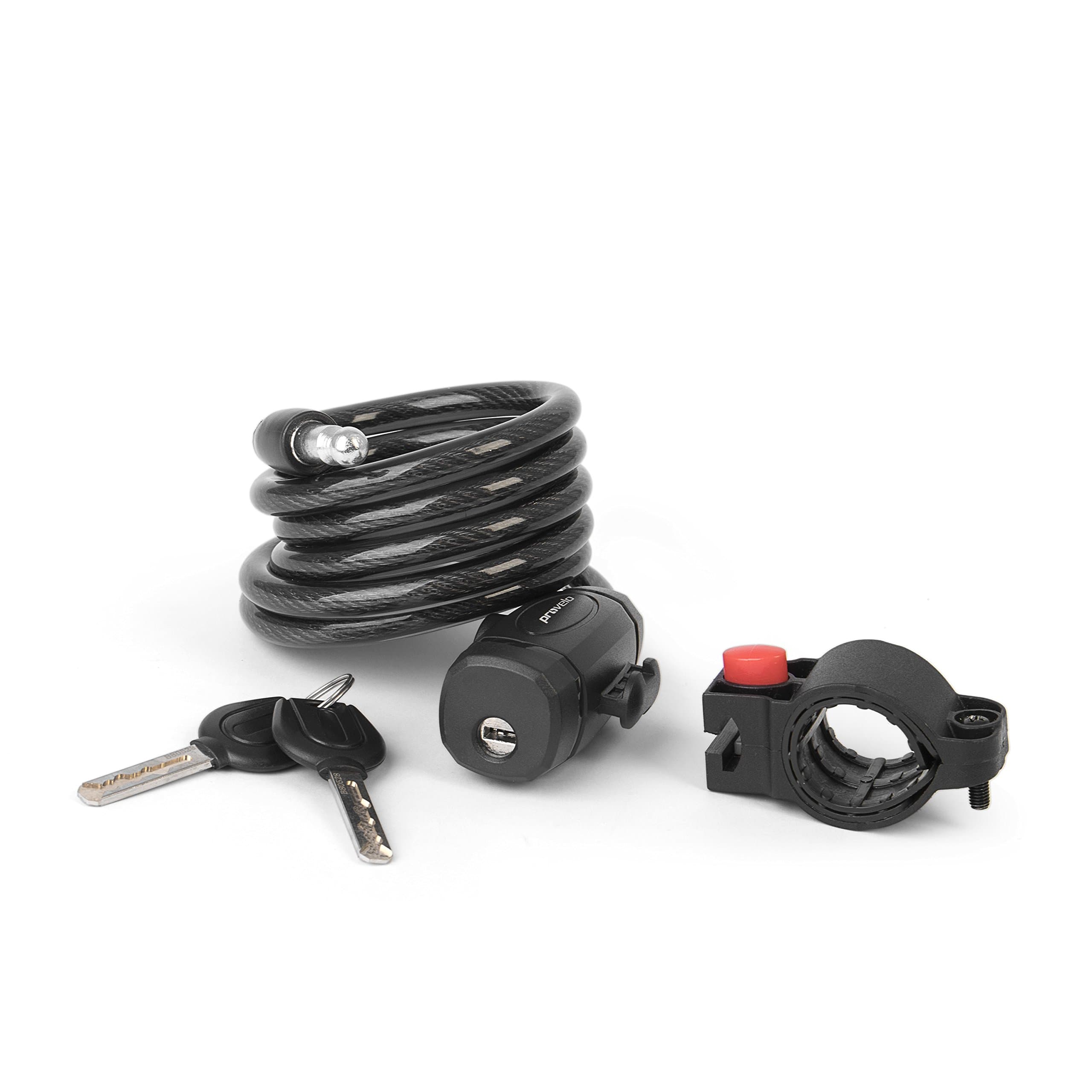 Bike Lock 150 cm Long – Spiral Cable Bicycle Lock – Includes Bracket and Two Keys