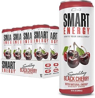 - C4 Smart Energy Drink – Boost Focus and Energy with Zero Sugar, Natural Energy, and Nootropics - 200mg Caffeine - Black Cherry (12oz Pack of 12)