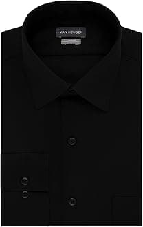 Van Heusen Men's Lux Sateen Fitted Solid Spread Collar Dress Shirt