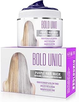 Purple Hair Mask - Toner For Blonde, Platinum, Bleached, Silver, Gray, Ash & Brassy Hair - Remove Yellow Tones & Condition Dry, Damaged Hair - Cruelty Free & Vegan - 6.76oz