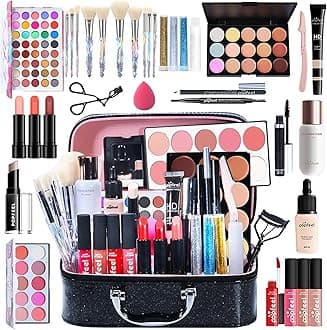 All-in-one Holiday Make up Gift Set | Makeup Kit for Women Full Kit Essential Starter Bundle Include Eyeshadow Palette Lipstick Blush Foundation Concealer Face Powder Mascara Lipgloss Brush