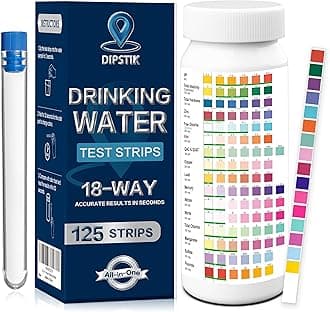 All-New 18 in1 Drinking Water Test Kit-125 Water Quality Test Strips for Well Tap Test Kit,Water Testing Strips for Home Drinking Water Testing,Hardness,Chlorine, Lead,Iron, Copper,Fluoride