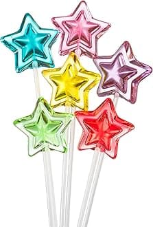 Star Twinkle Pops Lollipops, Made in USA, 90 Count, 11-Inch Stems, Multi-Flavor & Color – Perfect for Birthday Parties, Space-Themed Events, Candy Buffets, and Holiday Celebrations (Pink, Purple, Red, Blue, Green, Yellow), 4 lbs