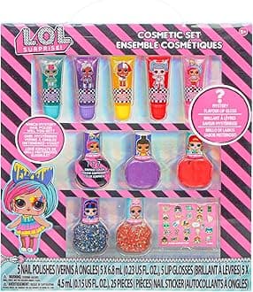 TownleyGirl LOL Removable Nail Polish for Kids, Includes 1 Surprise Bottle! Lip Nail Stickers, 11 Pieces