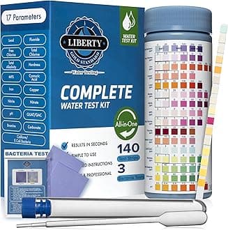 Liberty Gold Standard© Water Testing Strips (145-Piece Kit) All-in-One Home Drinking Water Test Kit - Ground Well Testing/Ponds for pH, Hard Water, Heavy Metals, Lead, 17 Parameters in 1 Test