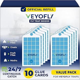 VEYOFLY Fruit Fly Traps for Indoors Refill, Gnat Traps for House, Fly Catcher, Fly Trap, Fly Trap, Plug in Catch for Fruit Flies, Moths, Gnats, Mosquito Trap (Pack of 10 Refills)