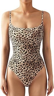SUUKSESSWomen Sexy Square Neck Thong Bodysuit Backless Cami Bodysuit Top