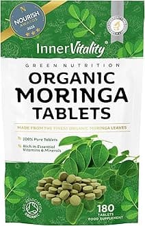 Pure Organic Moringa Tablets 180, Award Winning Natural Moringa 2-Month Supply, Easier to Swallow Than Moringa Capsules & Powder, Rich in Essential Vitamins & Minerals by Inner Vitality