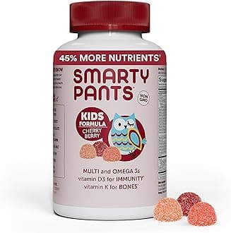 SmartyPants Vitamins Kid's Gluten-free Cherry Berry Daily Gummy Vitamins with Omega 3 Fish Oil/Methyl B12/Vitamin D3 & B6 (120 Pieces)