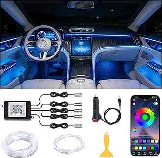 Ambient Lighting car Accessories led Interior car Lights APP Control，236" Fiber Optic，5 in 1 led Strip Lights，16 Million Colors Car Neon Lights, Sync to Music（Cigarette）