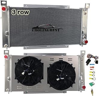 34 Inch 3 Row Aluminum Radiator for 1999-2014 Cadillac Escalade, Chevy Sonora Tahoe Avalanche Suburban Silverado 1500 2500 3500, GMC Yukon XL,Hummer H2, Radiators Electric Fan Shroud Kit