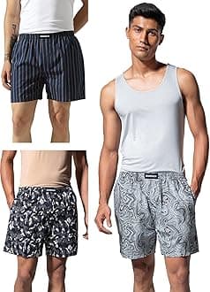 DAMENSCH Men Printed Pure Cotton Breeze Ultralight Boxer Shorts (Pack of Assorted Prints & Colours I Color & Print May Vary)