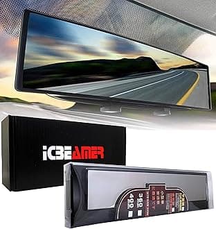 ICBEAMER15.8" 400mm Easy Clip on Universal Fit Wide Angle Panoramic Auto Interior Rearview Mirror Flat Clear Surface