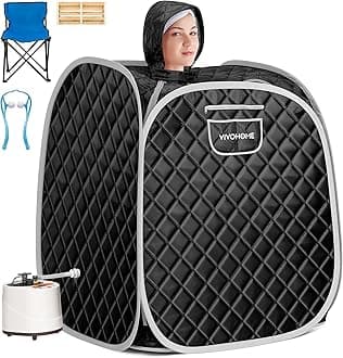 VIVOHOME Portable Personal Steam Sauna with 1.8L 800W Steam Generator, Folding Chair, Therapeutic Sauna for Home, Spa Tent for Detox Relaxation