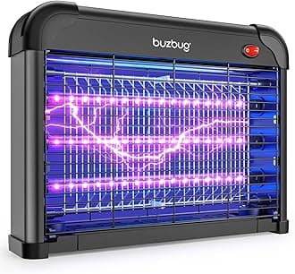 Buzbug LED Fly Zapper Indoor,10 Years Lifespan 3 Lamps Enhance Insect Attraction, 3800V High-Voltage, Fruit Fly Mosquito Moth Gnat Zapper, Catcher, Killer, Trap -MA009 (All Black)Carbonfree Certified