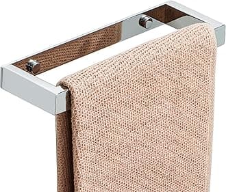 Hand Towel Holder 20CM Small Towel Rail Wall Mounted Self Adhesive & Screw Towel Ring SUS304 Stainless Steel No Drilling for Bathroom, Polished Chrome