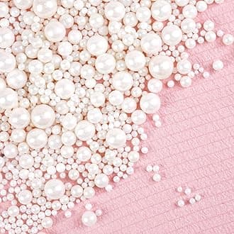 White Pearl Sugar Sprinkles for Cake Decorating, Candy Pearls Cupcake Toppers, 150g/5.29oz Mix Size, Pearl Cake Decorations, Easter Sprinkles, Wedding Party Holiday Supplies