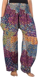 Lofbaz Harem Pants for Women Yoga Boho Hippie Clothing Womens Palazzo Bohemian Pajama Trousers Beach Indian Gypsy Genie Clothes