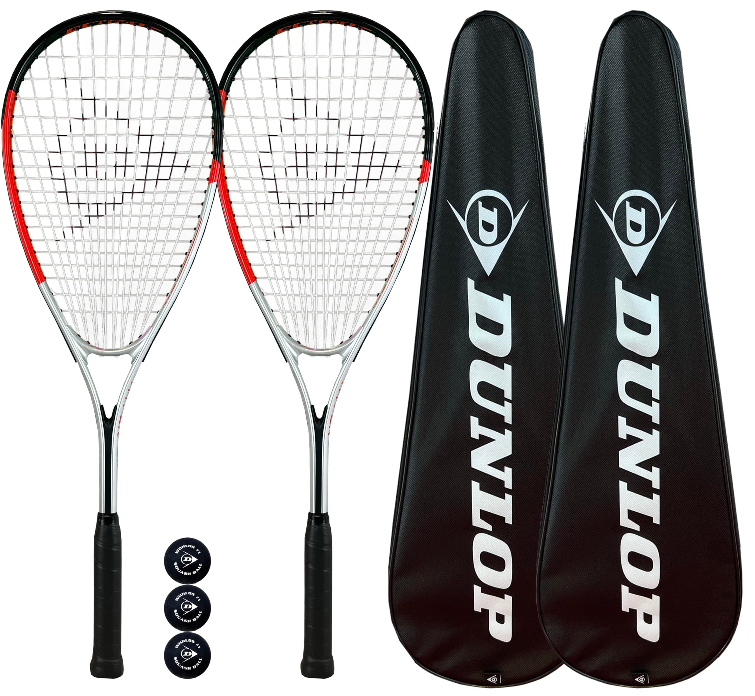 Assassin Biotec X-Lite Squash Rackets x 2 + Covers (2) + 3 Squash Balls