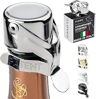 Champagne Stoppers - Patented Seal (No Pressure Pump Needed) Made in Italy - Professional Grade WAF Champagne Bottle Stopper - Prosecco, Cava, and Sparkling Wine Stopper