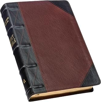 KJV Giant Print Full-Size Bible Two-Tone Brandy/Brown Full Grain Leather Leather Bound – Large Print, 1 January 2021