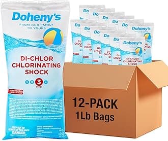 Di-Chlor Shock | 100% Professional-Grade | Calcium-Free Pool Sanitizing and Shock Treatment | for Salt & Chlorine Pools | 56% Stabilized Chlorine | 12 x 1lb Bags (12lb Total)