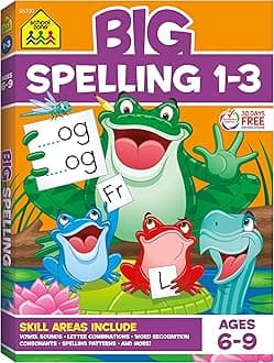 School Zone Big Spelling Grades 1-3 Workbook: 320 Pages, 1st Grade, 2nd Grade, 3rd Grade, Letter Sounds, Spelling Patterns, Word Recognition, Ages 6-9 (School Zone Big Workbook Series)