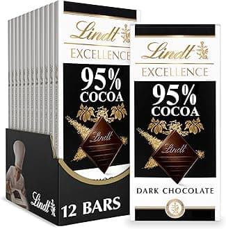 Lindt EXCELLENCE 95% Cocoa Dark Chocolate Bar, Dark Chocolate Candy, 2.8 oz. (12 Pack)
