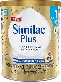 Similac Plus Stage 1 Infant Formula, Up to 6 Months, 400g Tin, with HMO, Supports Baby's Immunity and Brain Development, Powder