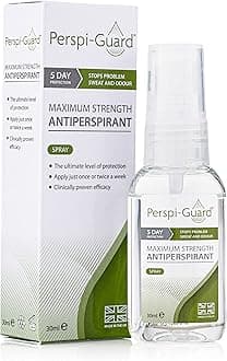 Maximum Strength Antiperspirant Spray, Strong Deodorant for Excessive Sweating & Hyperhidrosis Treatment, Lasts up to 5 Days - Unscented (30ml)