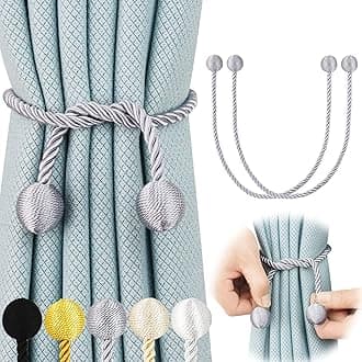 6 Pack Curtain Tiebacks Elegant Decorative Curtain Tie Backs Rope Curtain Holders for Drapes Window Treatment Holdbacks for Drapes or Curtains, Grey