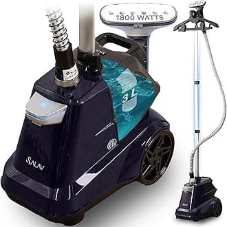 SALAV® - Heavy Duty Commercial Garment Steamer with Foot Pedals and Extra Large 3 Litre (103 oz) Water Tank, 1800W Poweful Steam (Navy Blue)