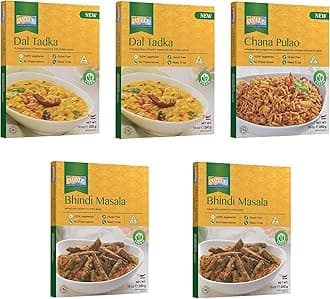 Ashoka Meals 1932, Heat & Eat Meal Kit, Customer Favorites, Kosher Certified, Plant-Based Variety Pack, On the Go Meal, Great for Outdoors & Picnics, Authentic Indian Food, No Preservatives, Pack of 5