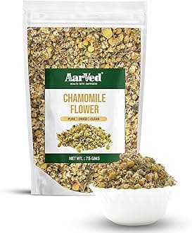 AarVed Pure Dried Chamomile Flowers (75g, Pack of 1) Herbal Tea for Sleep & Relaxation, Stress Relief, Soothes Mind, Rich in Antioxidants, Caffeine & Preservative-Free, Natural Detox & Wellness Tea