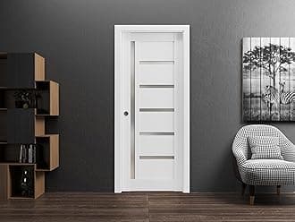 SARTODOORS Quadro 4088 Interior Door Slab 28 x 80 in, White Frosted Glass, Solid MDF Core, Unfinished for Hardware