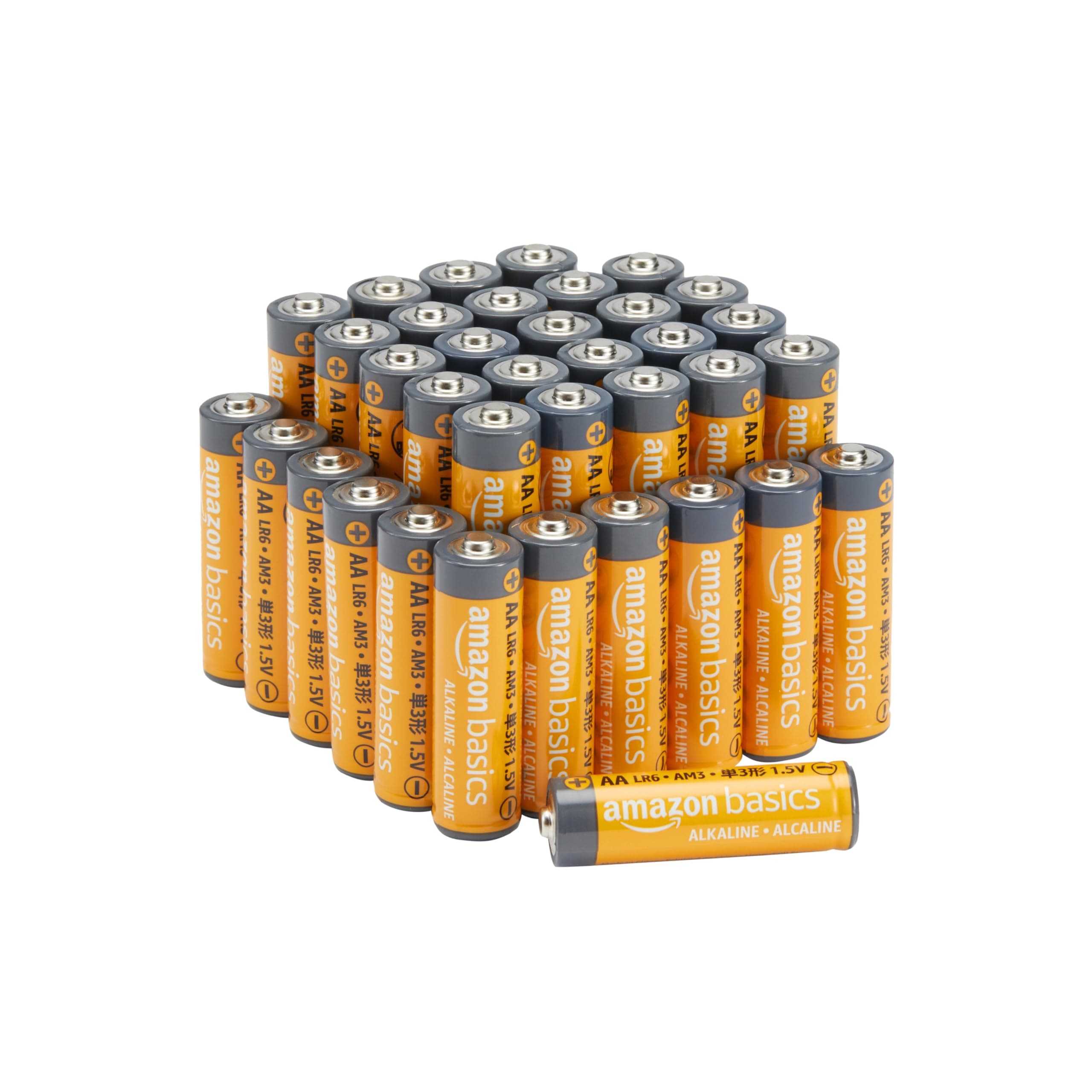 36-Pack AA Alkaline High-Performance Batteries, 1.5 Volt, 10-Year Shelf Life