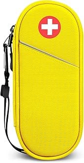 SITHON EpiPen Medical Carrying Case Insulated, Travel Medication Organizer Bag Emergency Medical Pouch Holds 2 EpiPens, Asthma Inhaler, Anti-Histamine, Auvi-Q, Allergy Medicine Essentials, (Yellow)