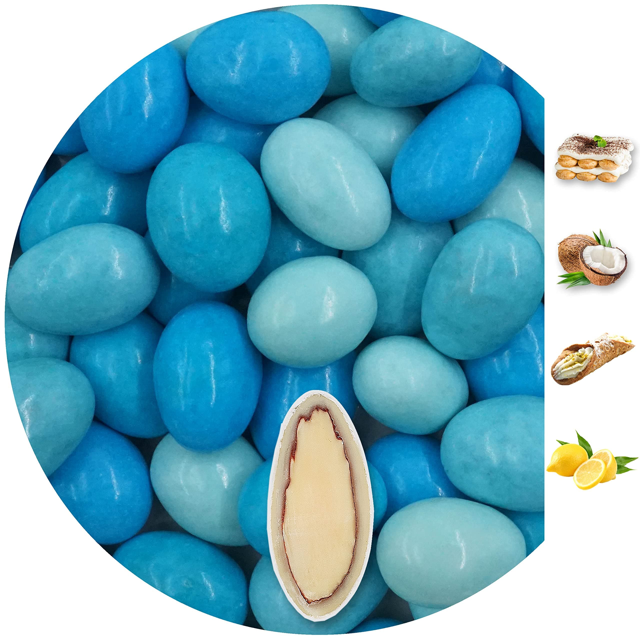 EinsSein 1kg Sugared Almonds Chocolate Mixed Tastes light blue-blue glossy Chocolate Almonds wedding sugar sweets almond dragees baptism dragee cake balls candy coated sweet weddings favours dragée