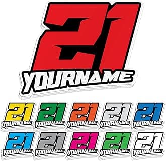 Personalized Custom Racing Sticker Personalized Number with Name Car Sticker Race You Pick Your Number Name Sizes & Colors Stickers Waterproof Hard Hat Sticker Birthday Party Stickers Kids Cute