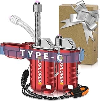 Lafagiet USB C Rechargeable Lighter, 360° Flexible Neck, Wind & Water Proof, Electric Arc Lighters for Candle, Camping