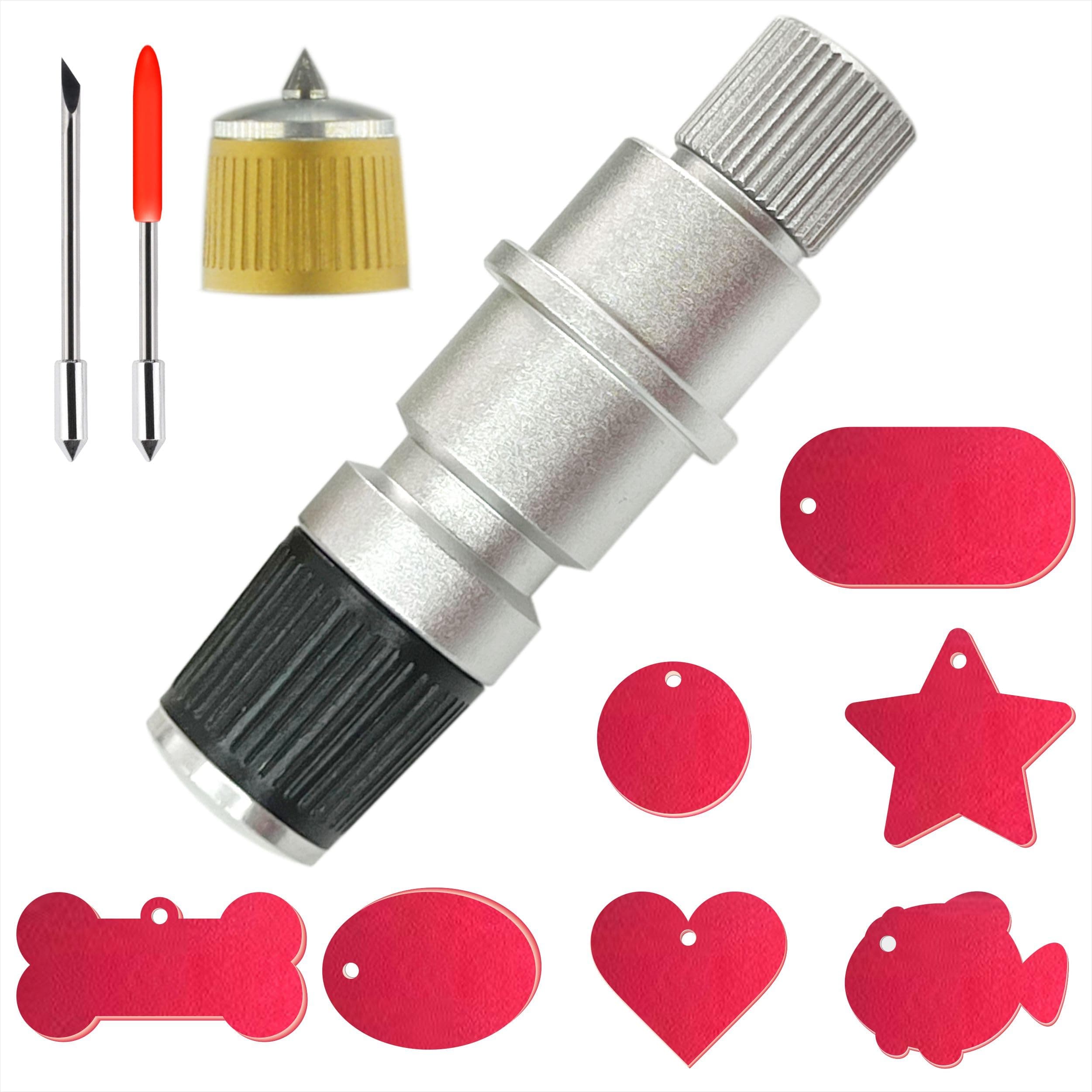 CB09 for Silhouette Cameo Engraving Tip & Cuttering Holder Tool, 2 Vinyl Fabric Cutting Blade and 7 Lovely Blank Tags, For Use in Silhouette Cameo 1 2 3 4/Portrait/Curio/Graphtec 6000/ Plotter