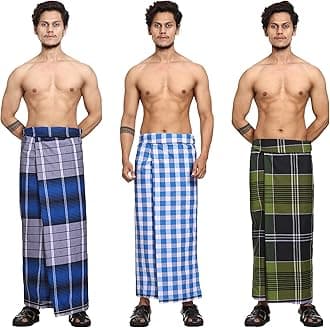 Gowri Tex Cotton Stitched Lungis Pack Of 3 (Ready To Wear) 2.25Meter