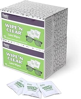 Flents Lens Wipes, Wipe 'N Clear, 150 Count, Pre-Moistened, Streak-Free, Safe for Glasses, Sunglasses, Gentle Cleaning, Clear Vision, Individually Wrapped for Travel & Convenience, Made in the USA