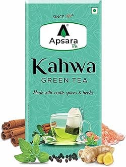 Detoxifying Kahwa Green Tea - 36 Tea Bags, Spiced Kashmiri Desi Kahwa Green Tea, Immunity Booster, Blended with Rock Salt, Tulsi, Cardamom, Cinnamon, Black Pepper, Ashwagandha Tea