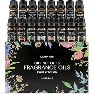 Fragrance Oil Collection - Premium 16 Piece Gift Set for Diffusers, DIY Candle Making Supplies, Soap Scents, Slime - Aromatherapy Essential Oil Set for Home, Office, Car & Yoga Room