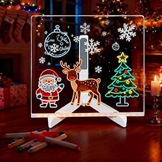 LED Note Board with Colors, Glowing Acrylic Message Marker Board, Illuminating Dry Erase Board with Sturdy Stand, Memo Letter Board with Interactive Light, White Board for Idea Generation (7.9*7.9in)